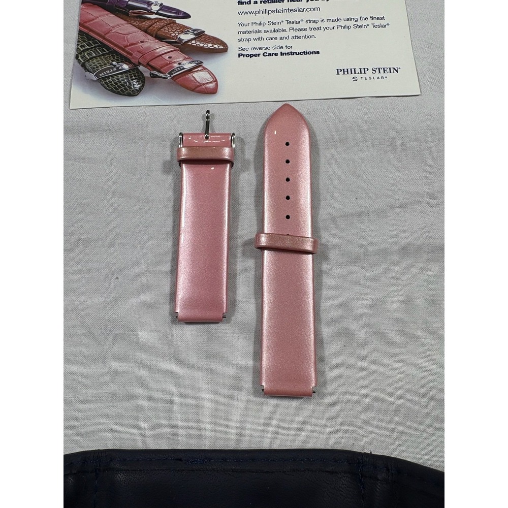 Authentic Philip Stein Watch Strap Womens Pink NEW Teslar Metallic Leather